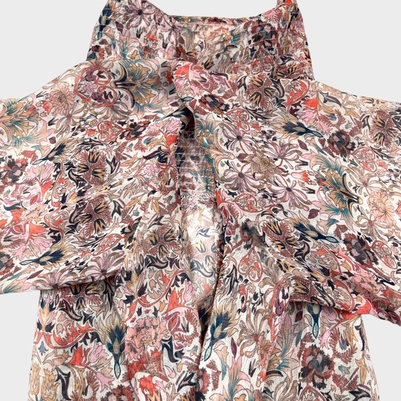 Zadig & Voltaire Taya Mousseline Mini Kaleido Floral Beaded Tunic Blouse Size S - Picture 10 of 16